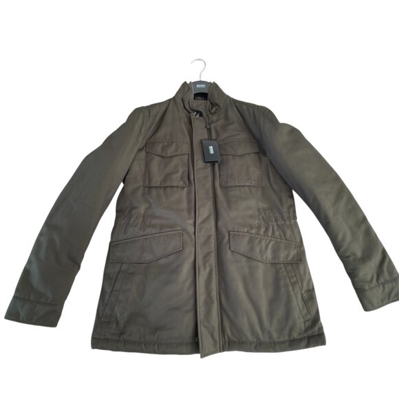 Hugo Boss Men's Dark Green Centin Cotton Quilted Parka, Sizes 40, 38 - Picture 4 of 16